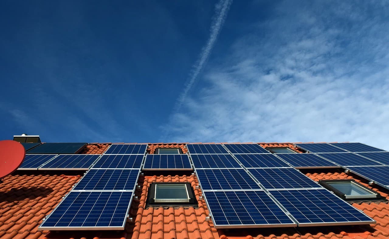 solar panels on a rooftop
